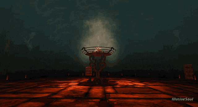 a computer generated image of a dark room with illusive soul written in the lower right corner