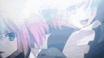 a couple of anime girls with pink hair and blue eyes