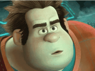a close up of a cartoon character with a serious look on his face