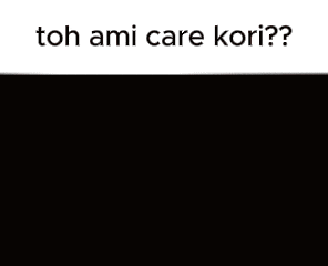 a close up of a person 's face with the words " toh ami care kori " above it .