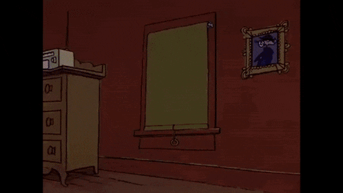a drawing of a room with a picture on the wall