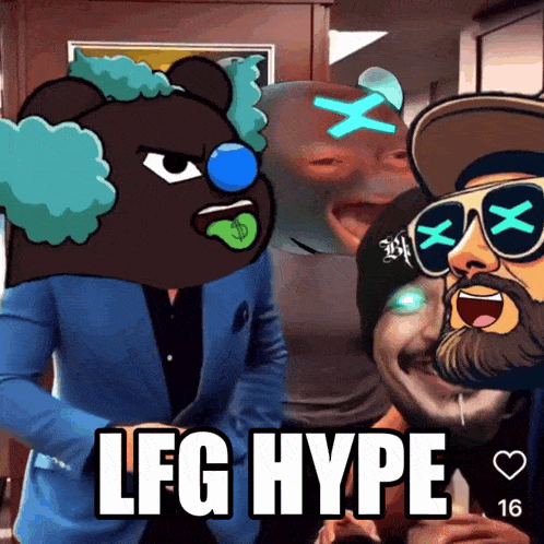 a group of people are posing for a photo with the caption lfg hype