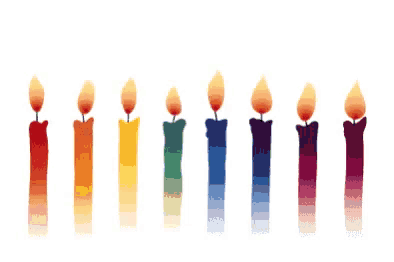 a birthday card with rainbow colored candles that say happy birthday