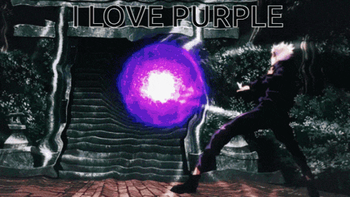 a picture of a person with the words " i love purple "