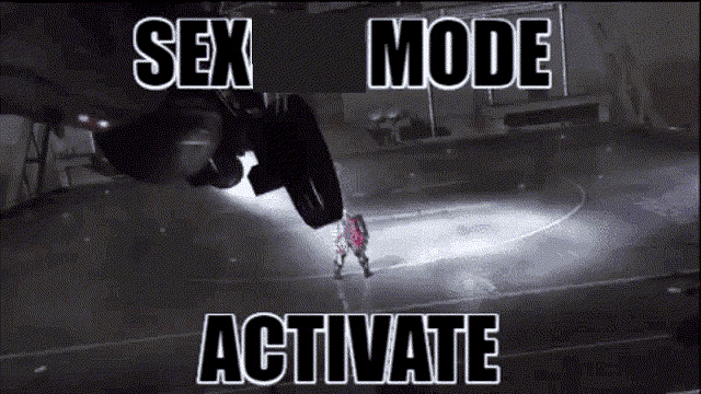 a sign that says sex mode activate with a basketball court in the background