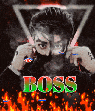 a man with a mask on his face and the word boss in green