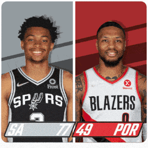 San Antonio Spurs (77) Vs. Portland Trail Blazers (49) Third-fourth Period Break GIF - Nba Basketball Nba 2021 GIFs