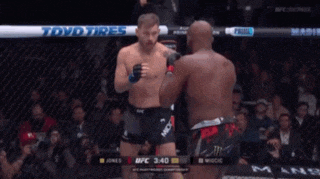 two men are fighting in a ufc ring with a banner that says toyo tyres