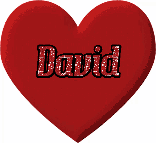 a large red heart with the name david on it