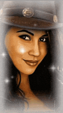 a painting of a woman wearing a cowboy hat