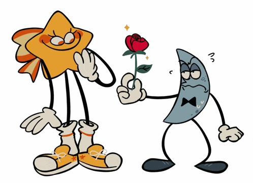 a cartoon of a star and a crescent moon