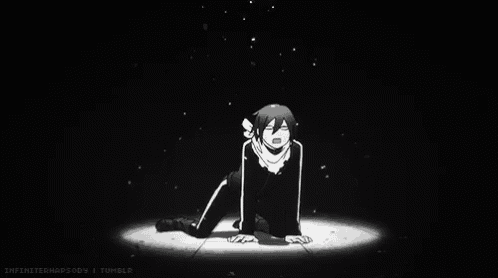 a black and white drawing of a boy kneeling on the floor in the dark .