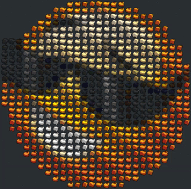 a painting of a face made up of many different colors