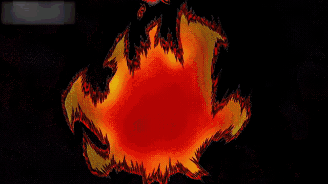 a cartoon of a man with a dragon on his back is surrounded by fire