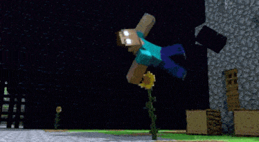 a video game character is flying through the air