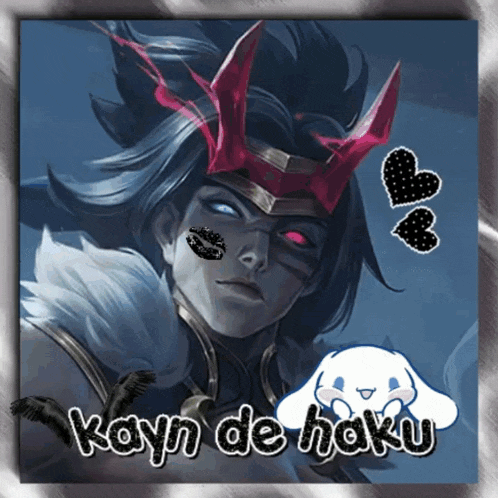 a picture of a demon with the words kayn de haku written on it