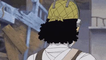 a cartoon character wearing a helmet and a bandage around his neck