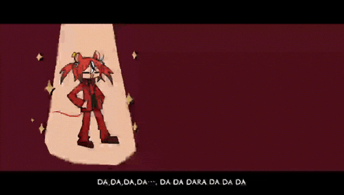 a cartoon character is standing in a spotlight with the words da da da da da da da da da da da