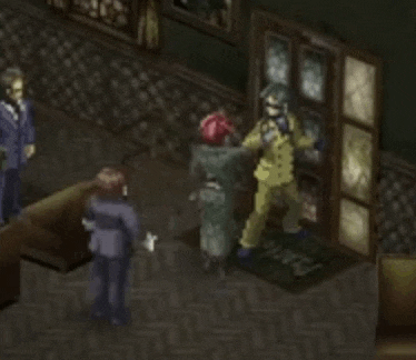 a group of people are standing in a room talking to each other .