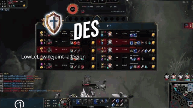 a screenshot of a video game with the words des on the top left
