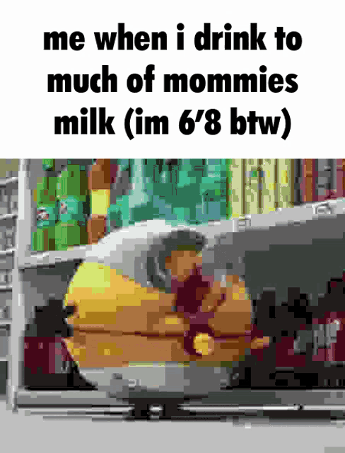 a cartoon of a person riding a roller coaster with the words me when i drink to much of mommies milk