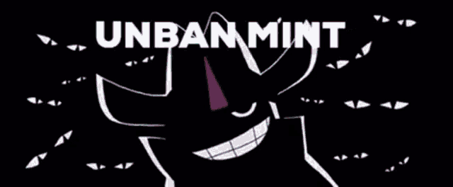 a black and white cartoon character with a red nose and the words urban mint written above it