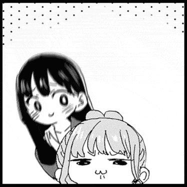 a black and white drawing of a girl 's face with a smirk