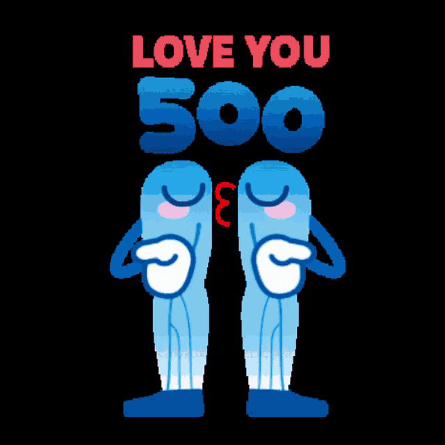 a cartoon of two numbers hugging each other with the words love you 500