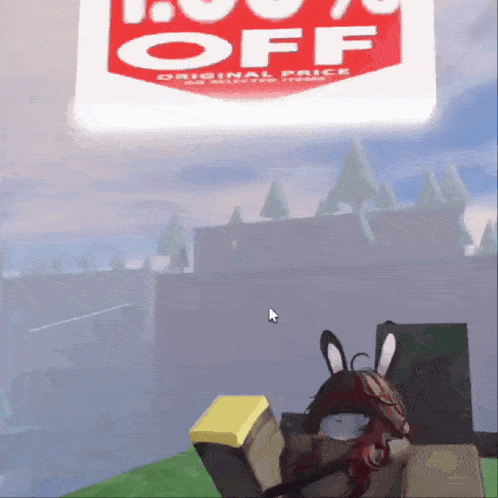 a video game character is standing in front of an off sign