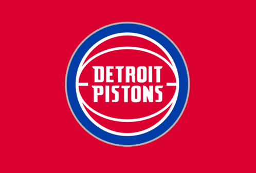 a logo for the detroit pistons basketball team on a blue background
