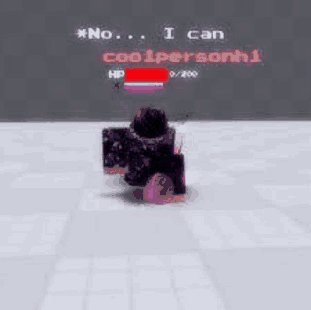 a person is standing on a tiled floor in a video game and says `` no ... i can coolpersonh1 '' .
