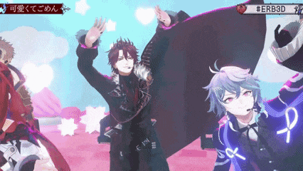 a group of anime characters are dancing in front of a blue background .