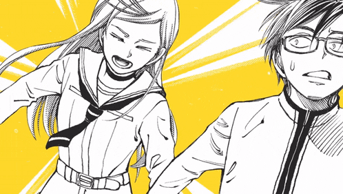 a black and white drawing of a man and a woman