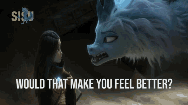 sisu would that make you feel better poster with a girl and a monster