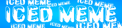 a blue background with the word iced meme in white letters