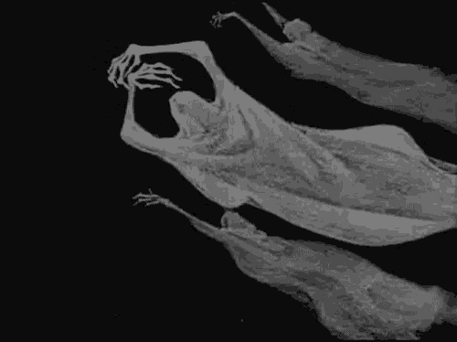 a black and white drawing of a bat with a long tail flying through the air on a black background .