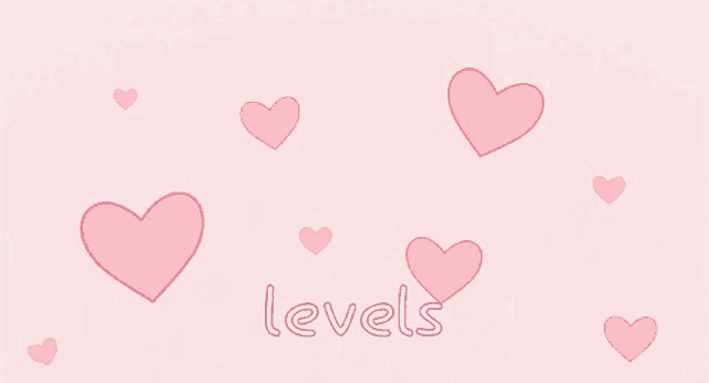 a pink background with hearts and the word levels in white letters