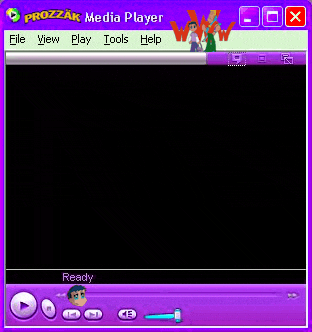 a screen shot of a prozak media player with a black background
