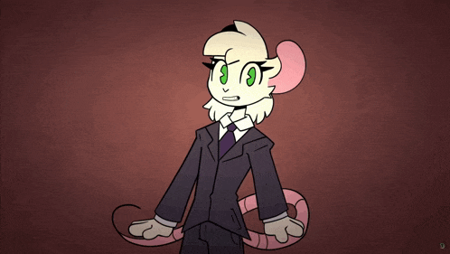 a cartoon drawing of a mouse in a suit