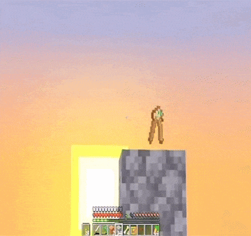 a pixel art of a person standing on a rock in a video game