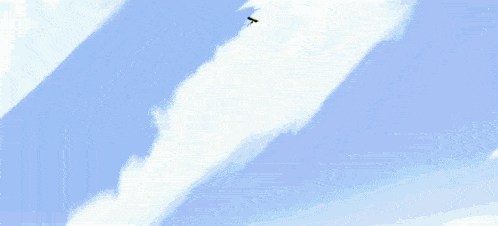 a blue sky with white clouds and a bird flying