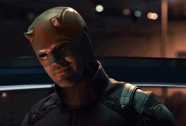 daredevil says " yeah that 's a fair point " while wearing a helmet