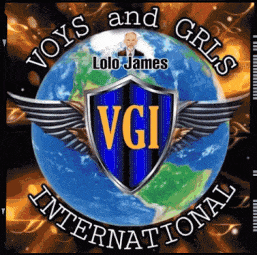 a logo for vois and girls international with a globe