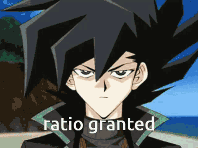 a picture of a cartoon character with the words ratio granted above him