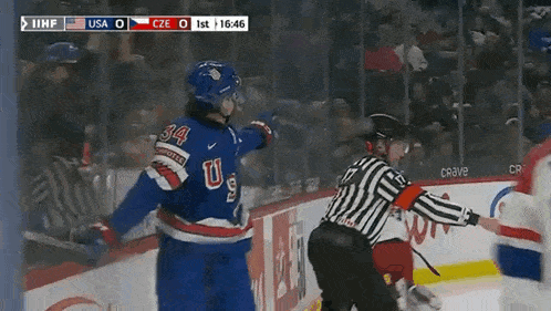 a hockey game is being played between usa and czech republic