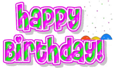 a pink and green happy birthday greeting card
