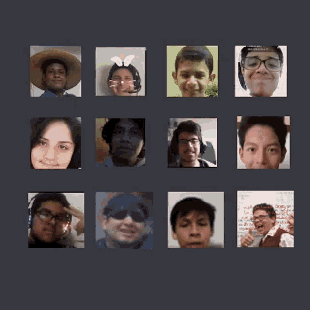 a group of people are on a video call and one of them has a hat on