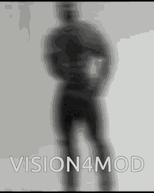a blurred image of a man with the words vision4mod written below him