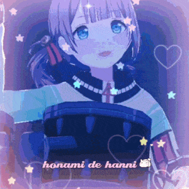 a picture of a girl with the name honami de hanni written below her