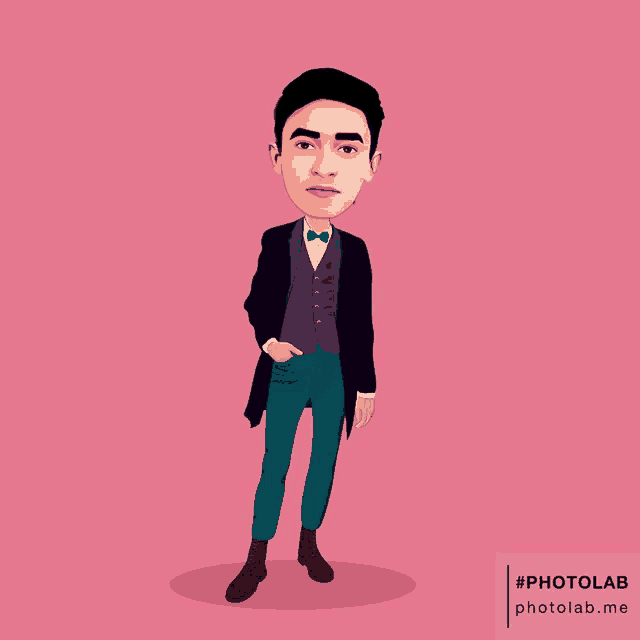 a cartoon drawing of a man in a suit and tie
